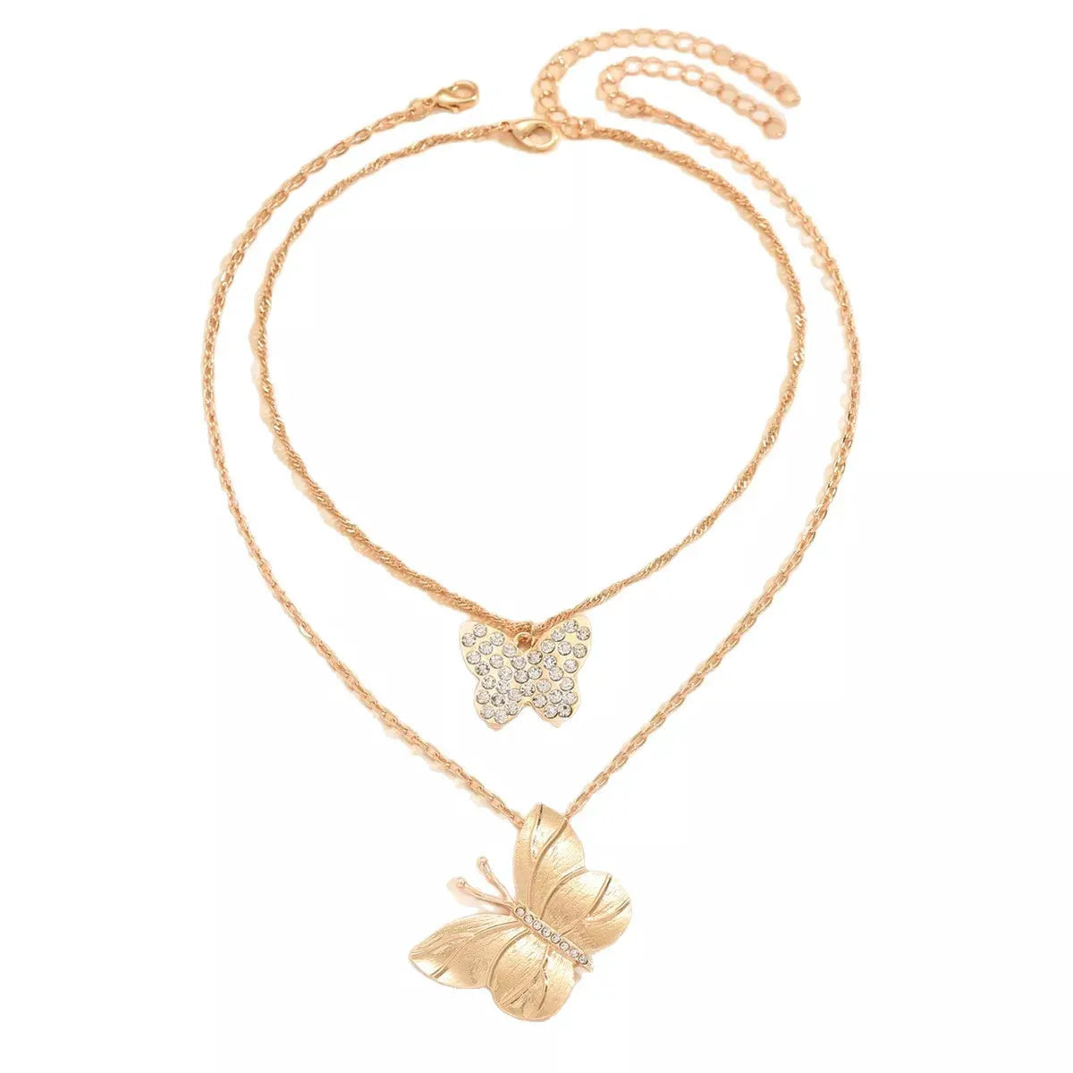 2 Piece 18K Gold-Plated Rhinestone Butterfly Necklace by Partner Labels