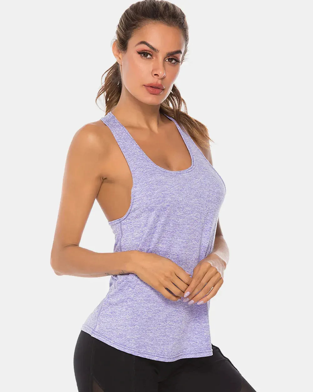 Full Size Scoop Neck Wide Strap Active Tank by Partner Label