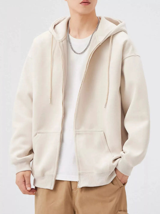 Men's Casual Loose Fit Zip-Up Hoodie by Partner Label