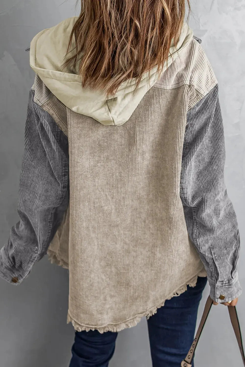 Snap Front Hooded Corduroy Shacket by Partner Label