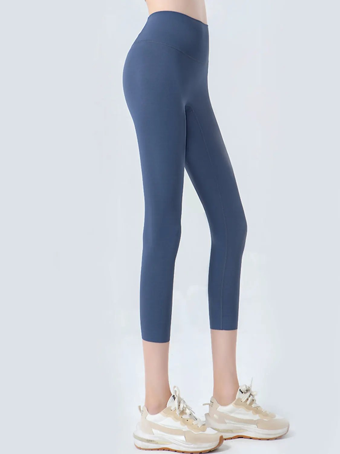 Wide Waistband Cropped Sports Leggings by Partner Label