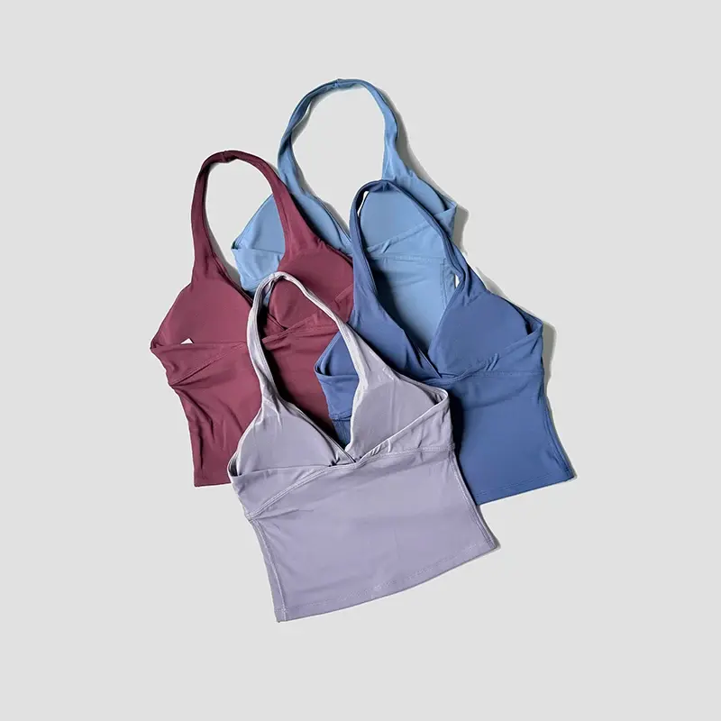 Women’s Halter Backless Sports Tank with Built-In Pads by Vimost Shop