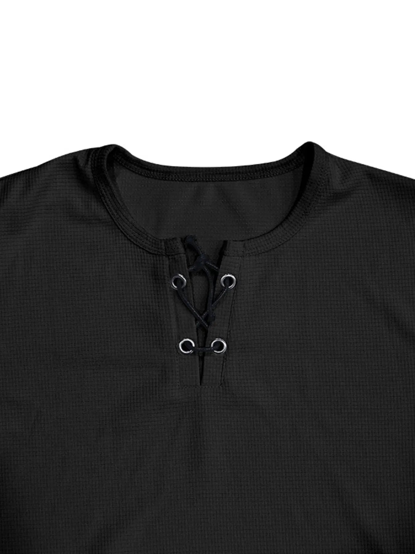 Men's Full Size Lace-Up Neck T-Shirt Plus Size by Trendsi