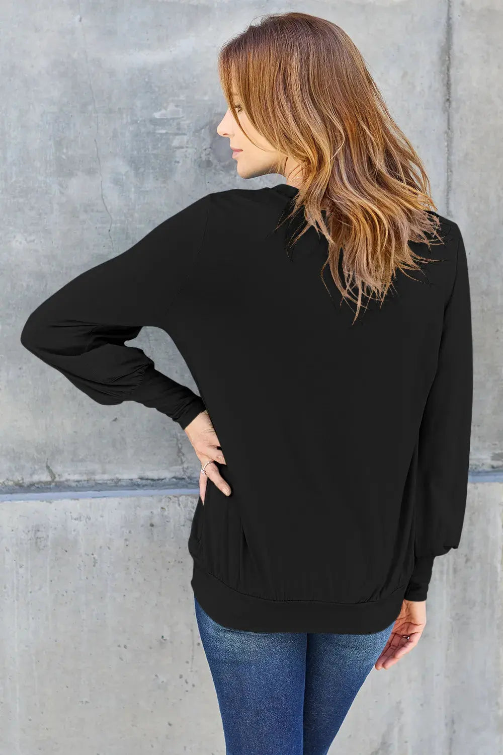 Basic Bae Full Size V-Neck Lantern Sleeve Top by Basic Bae