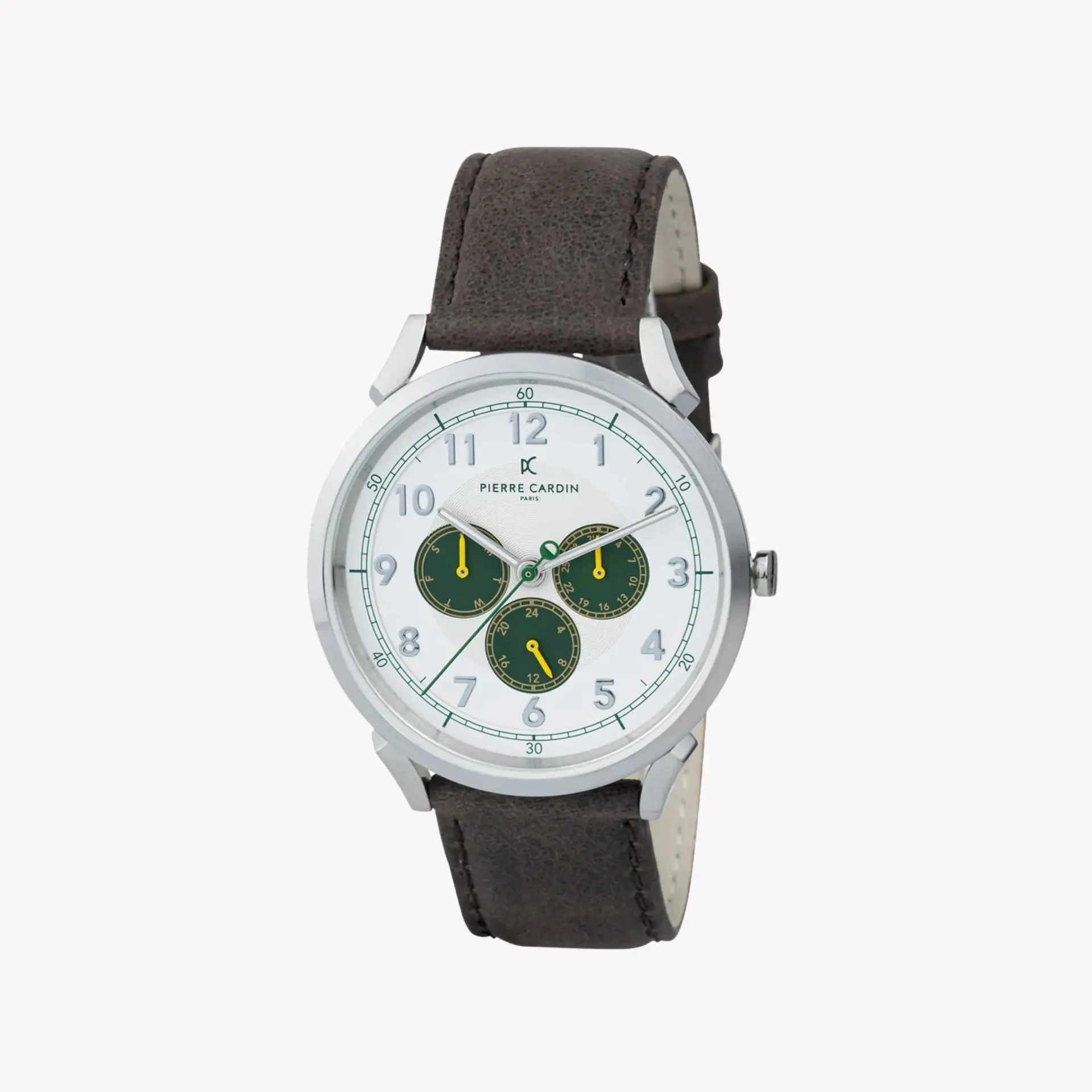 Pierre Cardin Men's Brown Leather Watch, Silver Case | Cpi.2049 by PIERRE CARDIN