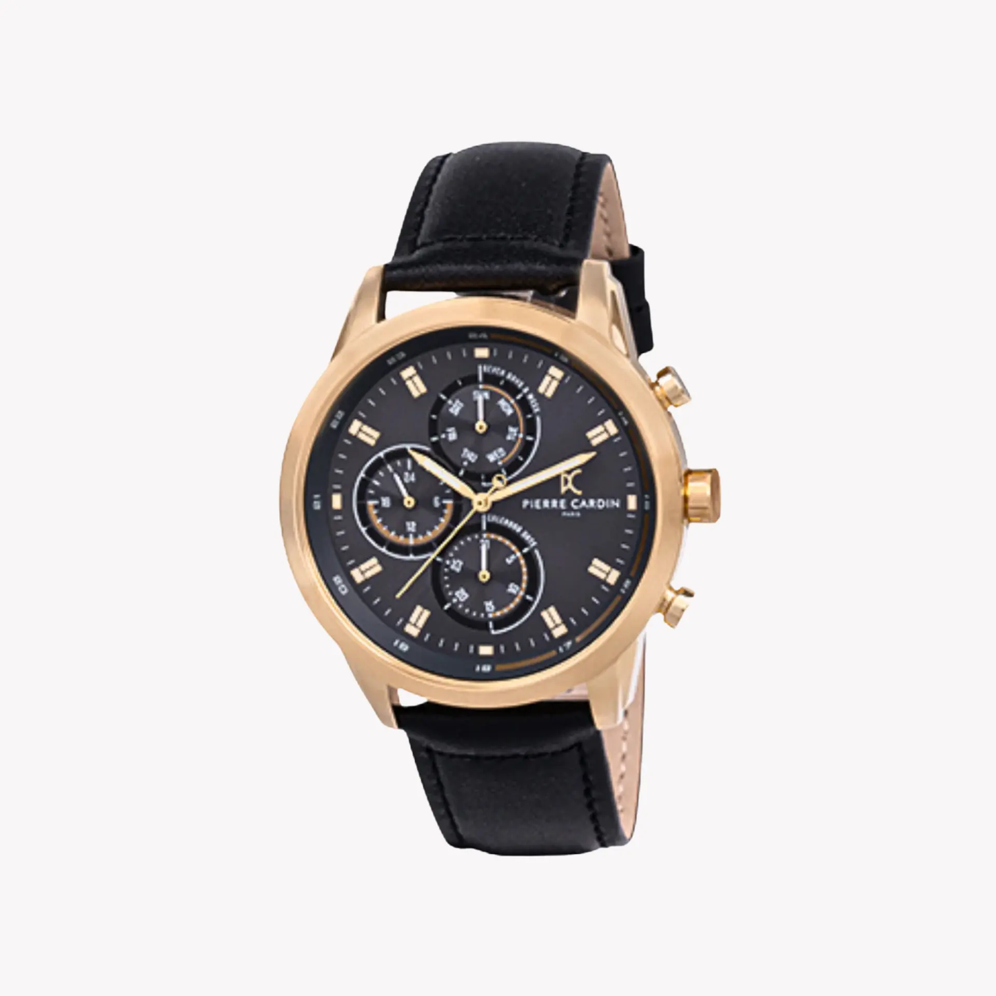Pierre Cardin Men's Gold Watch, Black Dial, Leather Band | Ccp.5002 by PIERRE CARDIN