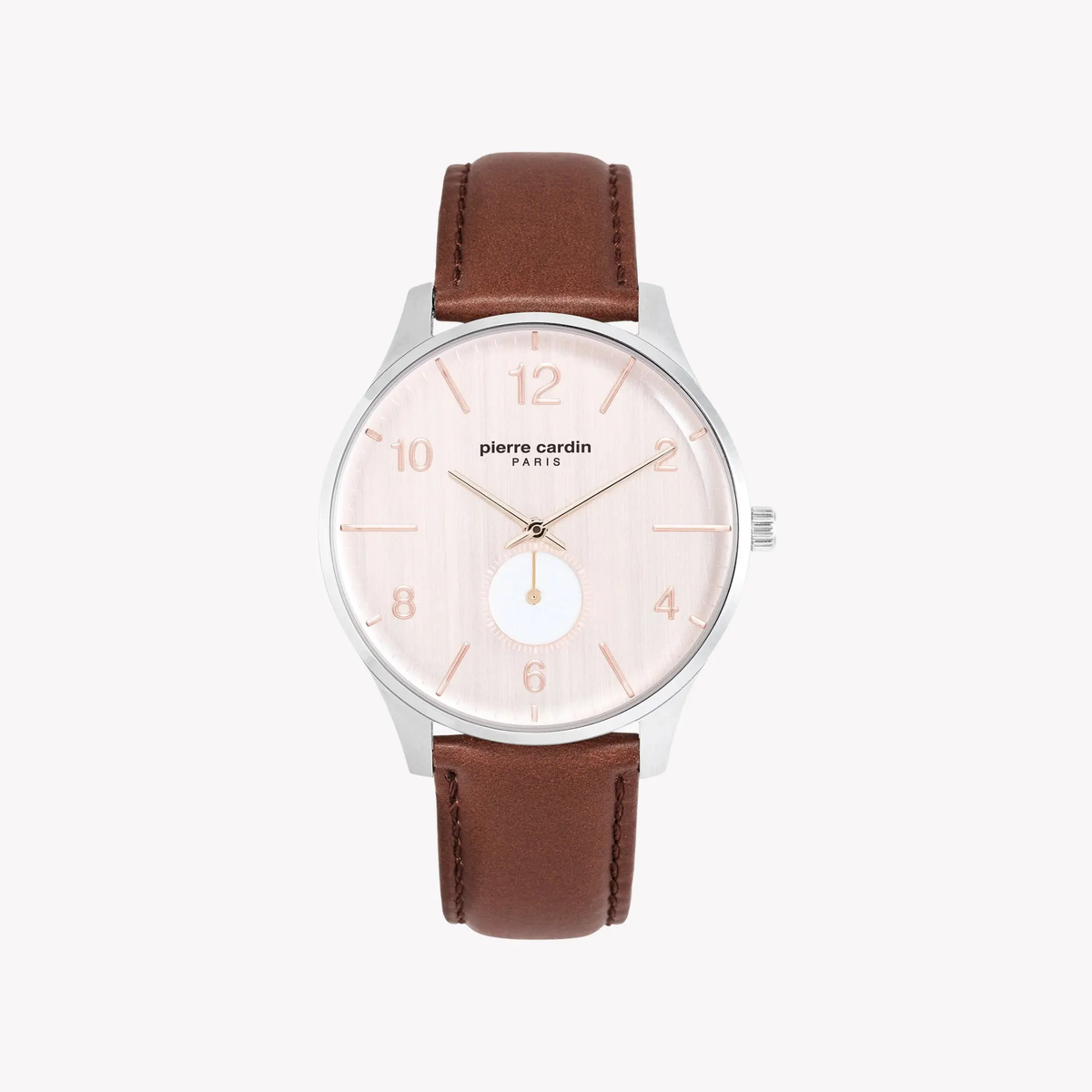 Pierre Cardin Men's Brown Leather Watch, Rose Dial | Pc902671f130 by PIERRE CARDIN
