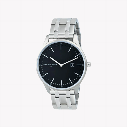 Pierre Cardin Men's Silver Stainless Steel Watch, Black Dial | Cba.4010 by PIERRE CARDIN