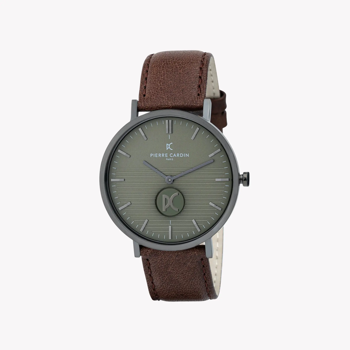 Pierre Cardin Men's Brown Leather Watch, Black Dial | Cbv.1047 by PIERRE CARDIN