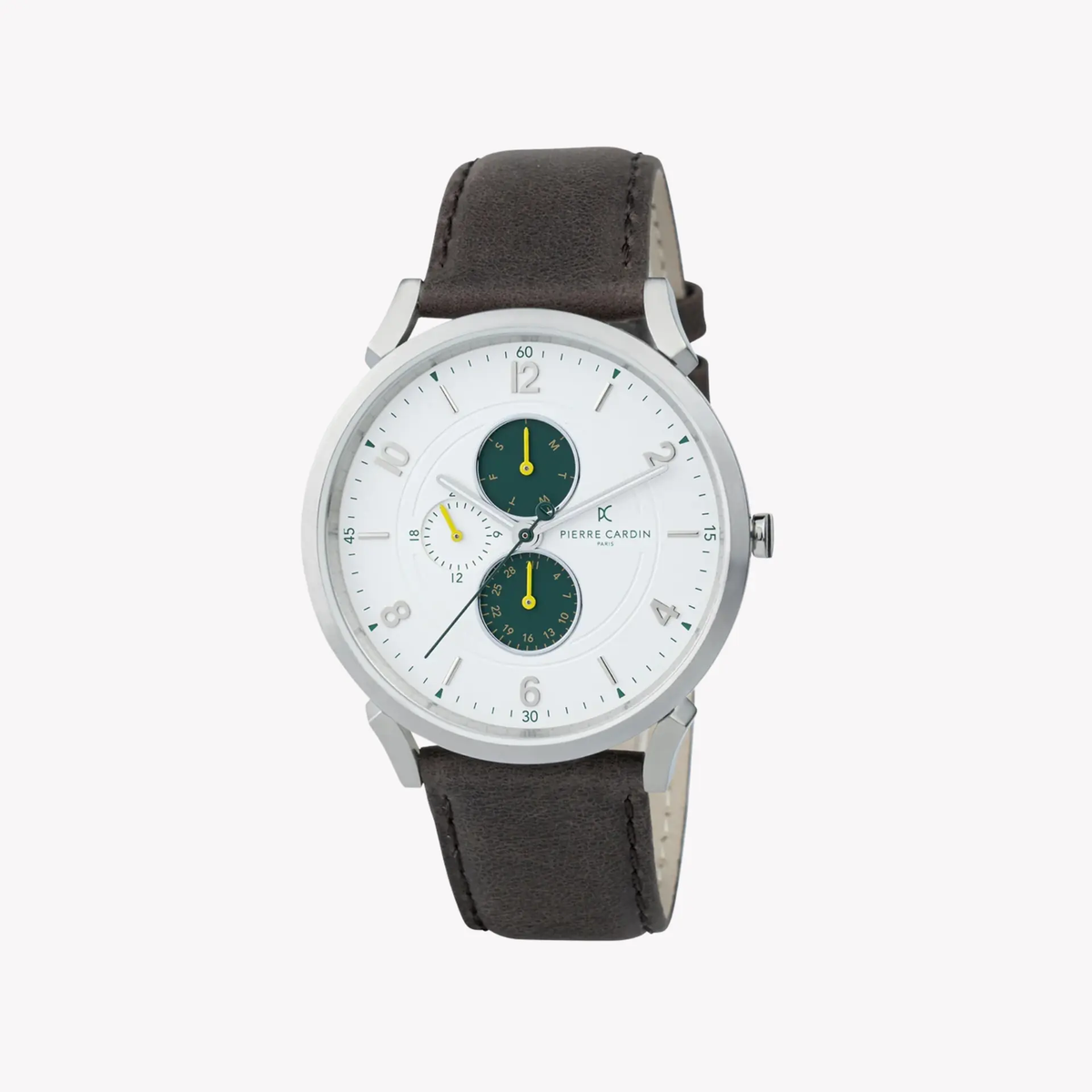 Pierre Cardin Men's Brown Leather Watch, Silver Case | Cpi.2057 by PIERRE CARDIN