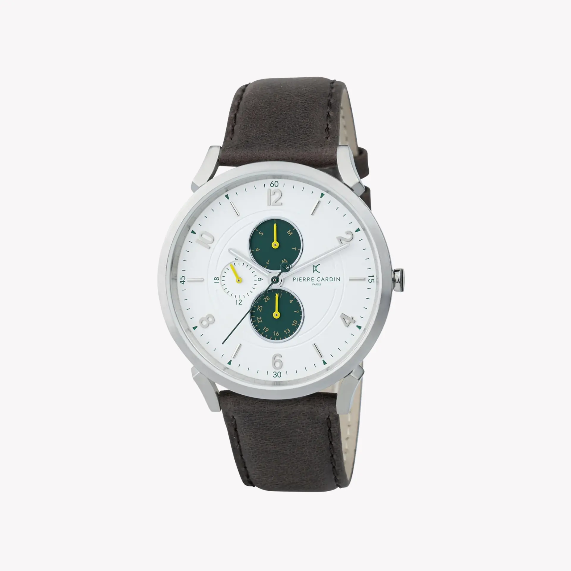 Pierre Cardin Men's Brown Leather Watch, Silver Case | Cpi.2057 by PIERRE CARDIN
