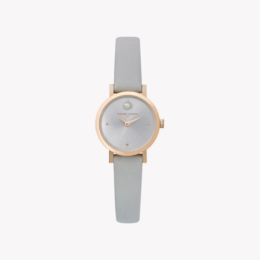 Pierre Cardin Women's Gray Leather Watch, Silver Dial | Ccm.0506 by PIERRE CARDIN