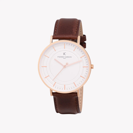 Pierre Cardin Men's Rose Gold Watch, Brown Leather | Cbn.3034 by PIERRE CARDIN