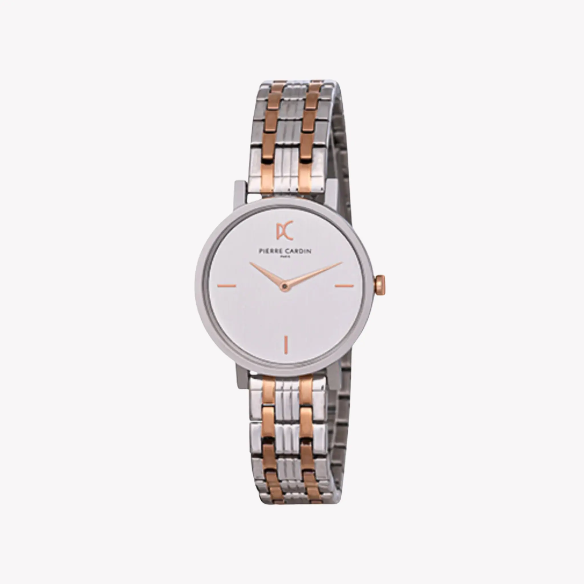 Pierre Cardin Women's Two Tone Silver & Rose Gold Watch, White Dial | Ccm.0530 by PIERRE CARDIN