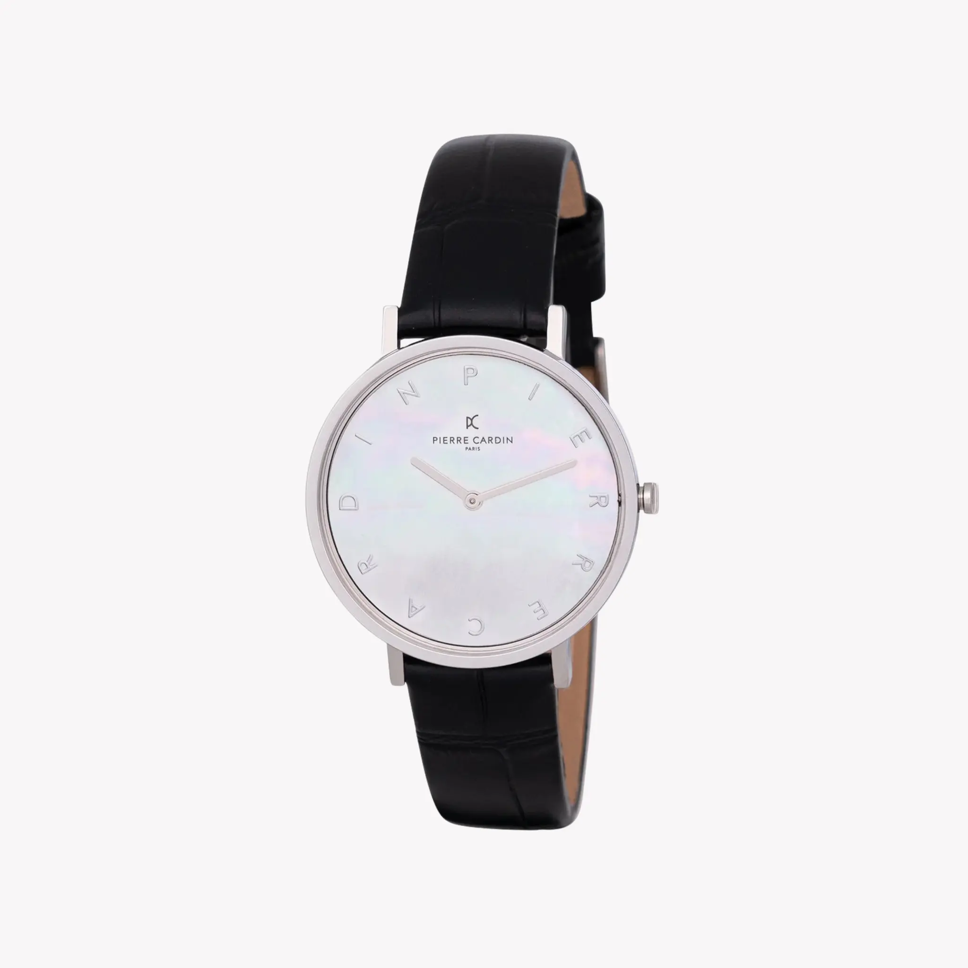 Pierre Cardin Women's Silver Watch, Black Leather Band | Cbv.1128 by PIERRE CARDIN