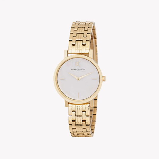 Pierre Cardin Women's Gold Watch, White Mother Of Pearls | Ccm.0527 by PIERRE CARDIN