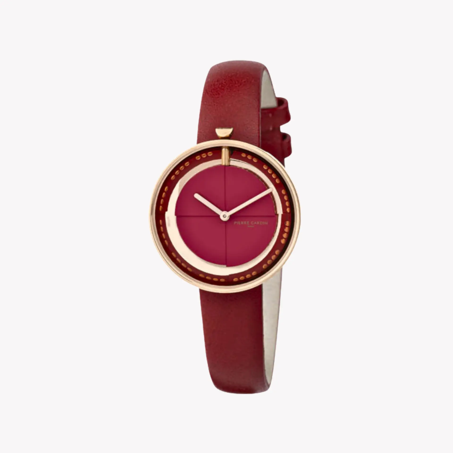 Pierre Cardin Women's Red Leather Watch, Rose Gold Case | Cma.0007 by PIERRE CARDIN