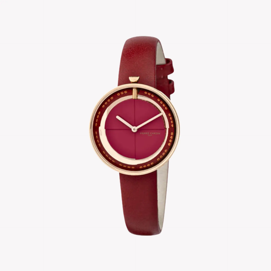Pierre Cardin Women's Red Leather Watch, Rose Gold Case | Cma.0007 by PIERRE CARDIN