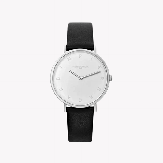 Pierre Cardin Women's Black Leather Watch, Silver Dial | Cbv.1001 by PIERRE CARDIN