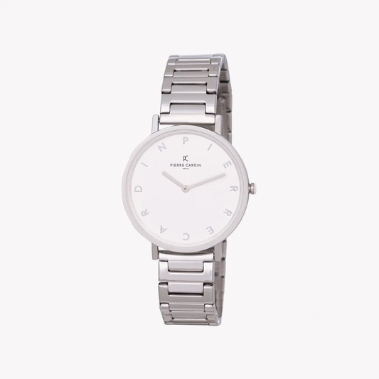 Pierre Cardin Women's Silver Metal Watch, White Dial | Cbv.1130 by PIERRE CARDIN