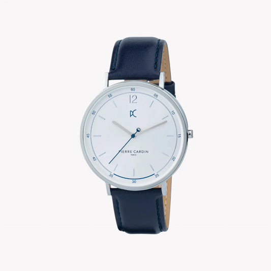 Pierre Cardin Men's Blue Leather Watch, Silver Dial | Cbn.3002 by PIERRE CARDIN