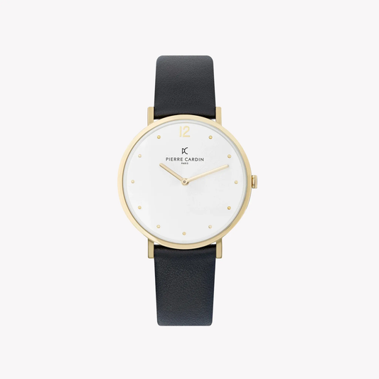 Pierre Cardin Women's Black Leather Watch, Silver Dial | Cbv.1009 by PIERRE CARDIN