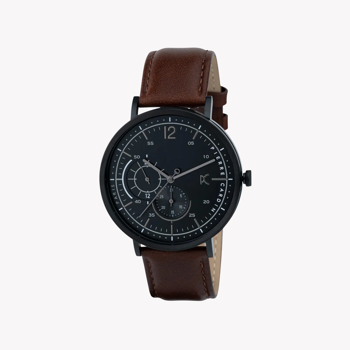 Pierre Cardin Men's Brown Leather Watch, Black Dial | Cbn.3024 by PIERRE CARDIN
