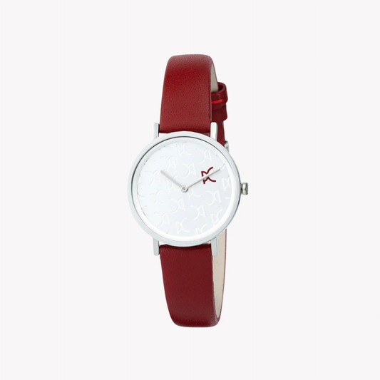 Pierre Cardin Women's Red Leather Watch, Silver Dial | Cbv.1517 by PIERRE CARDIN