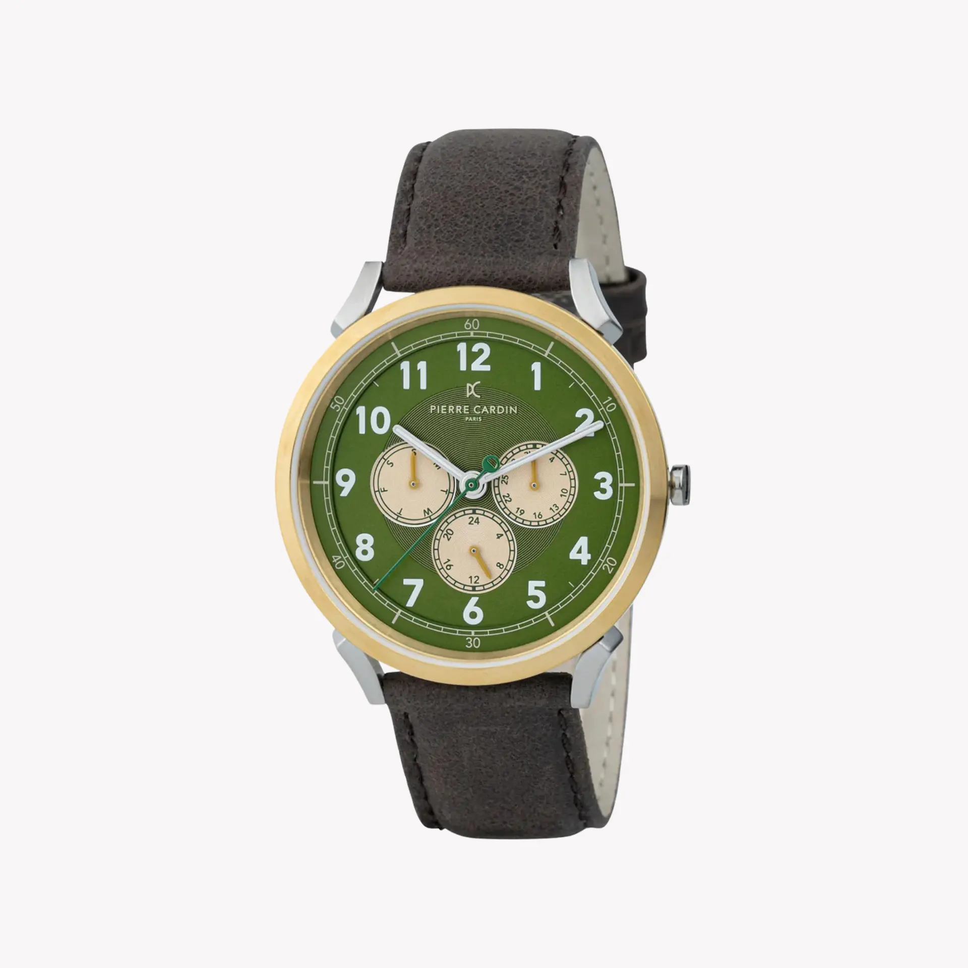 Pierre Cardin Men's Brown Leather Watch, Green Dial | Cpi.2071 by PIERRE CARDIN