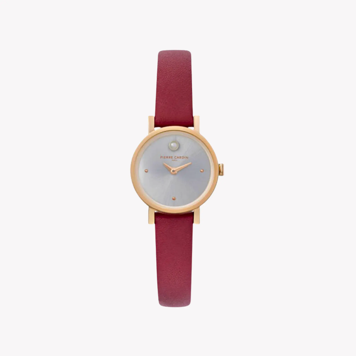 Pierre Cardin Women's Burgundy Leather Watch, Silver Dial | Ccm.0507 by PIERRE CARDIN