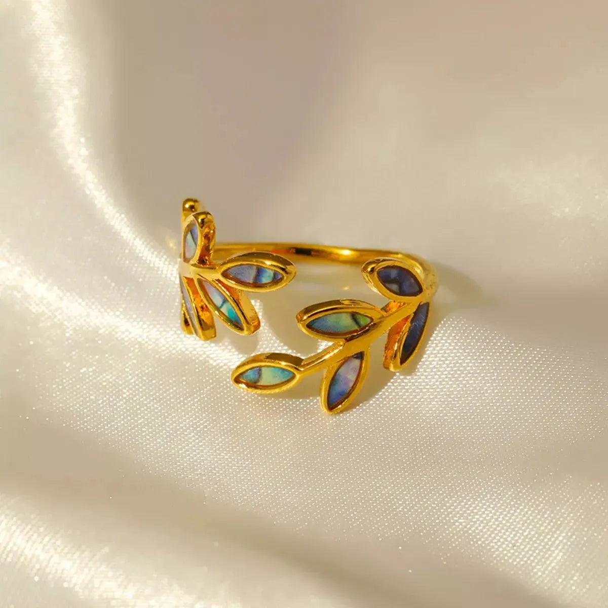 18K Gold-Plated Resin Leaf Bypass Ring by Partner Label