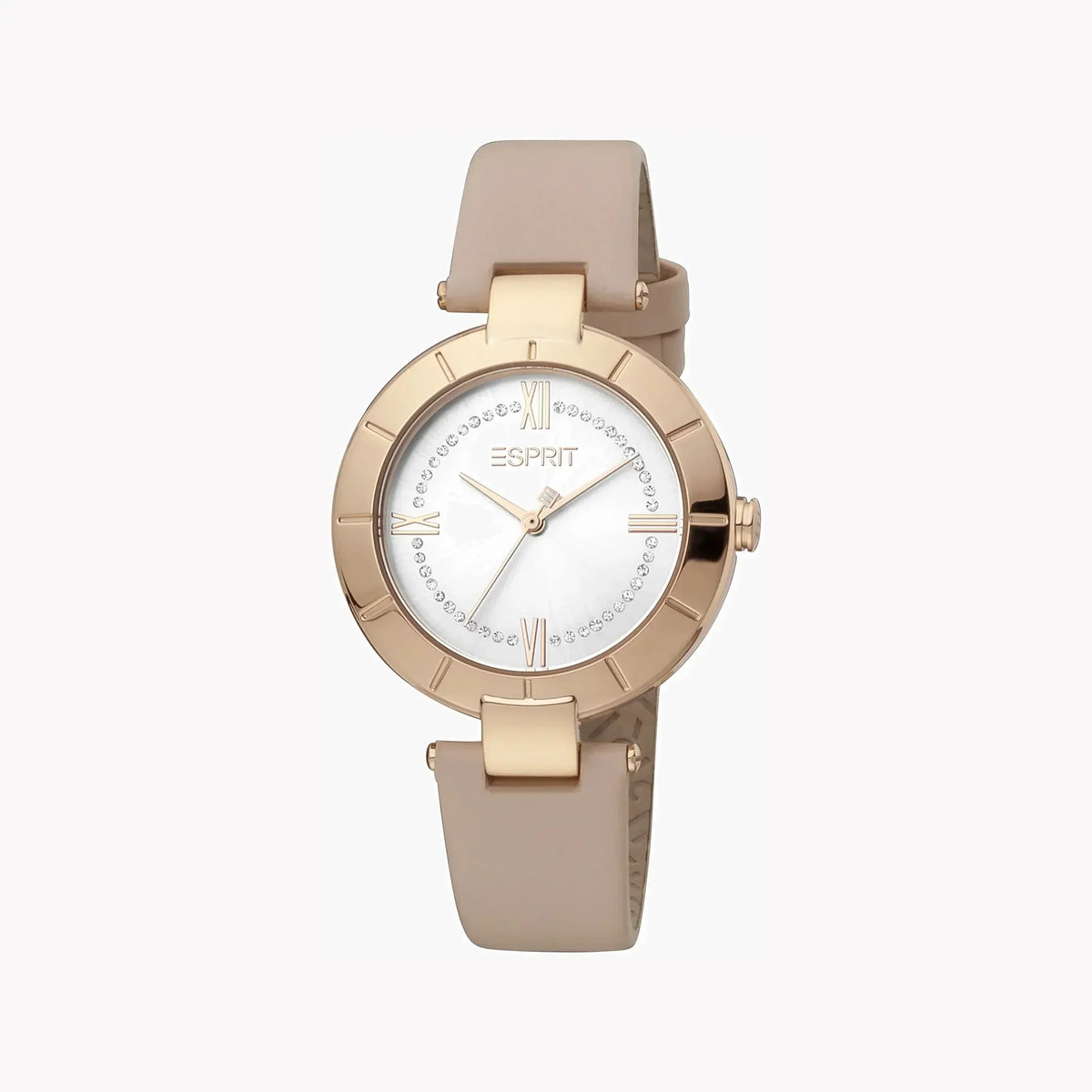 Esprit Women's Pink Leather Watch, Silver Dial | Es1l199m0055 by ESPRIT