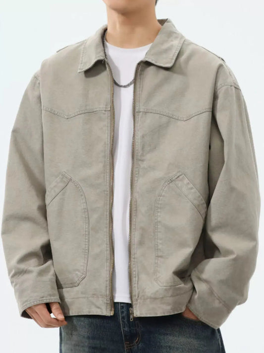 Men's Plus Size Zip-Up Trucker Jacket by Partner Label