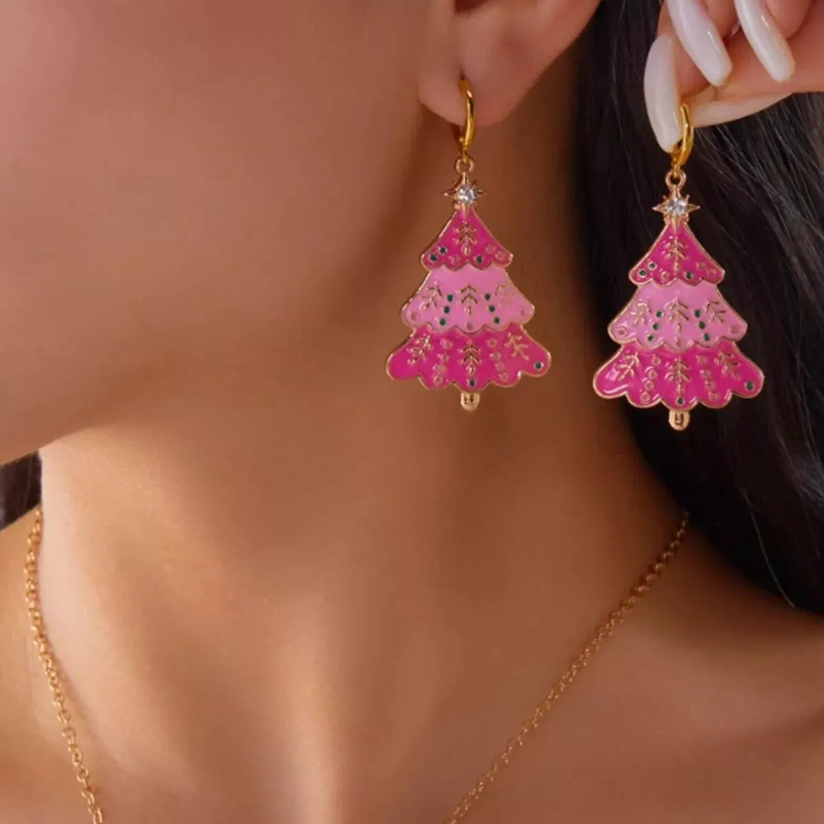 Christmas Tree Dangle Earrings by Partner Label