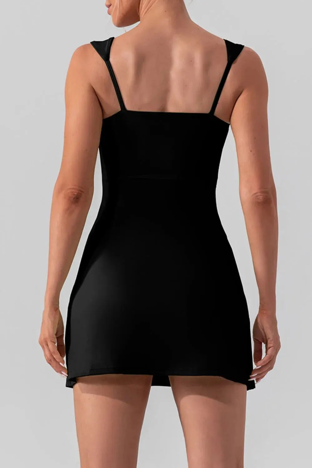 Square Neck Sleeveless Slit Mini Active Dress by Partner Label