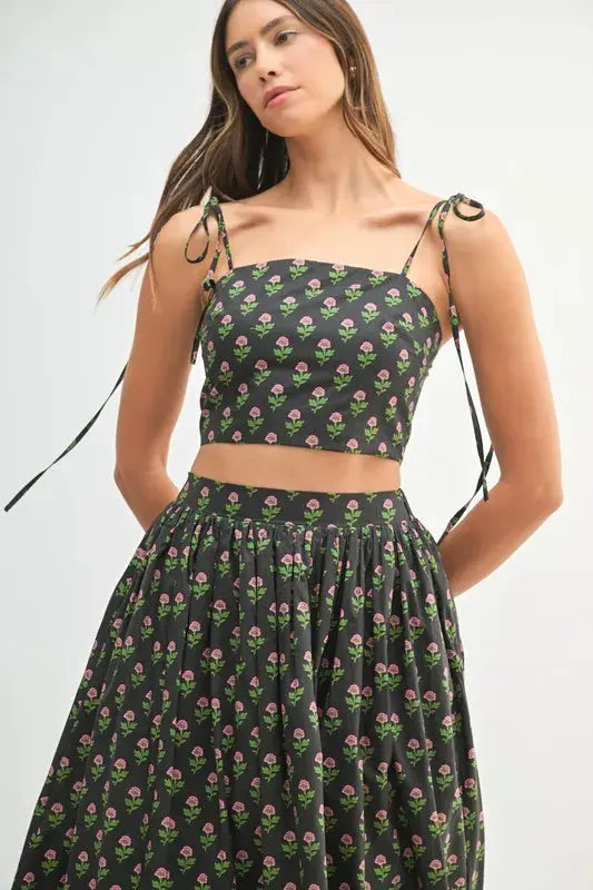 MABLE Floral Crop Top and Skirt Set by MABLE