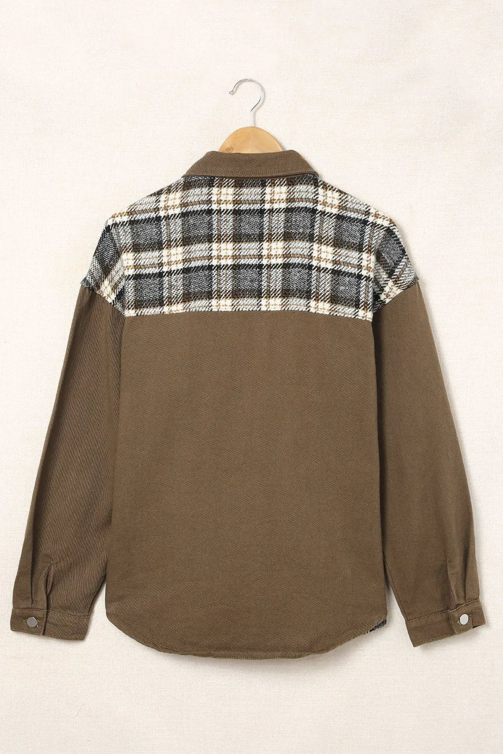 Plaid Collared Denim Jacket by Partner Label