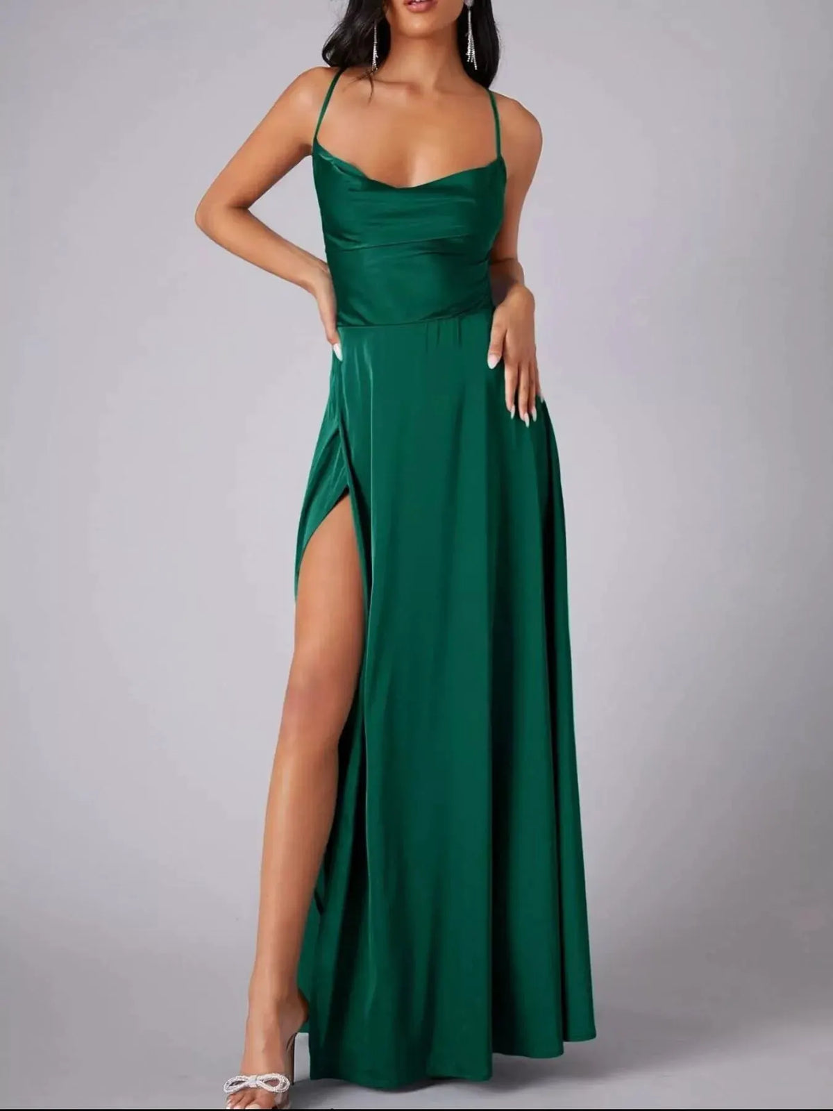 Lace Up Back Split Maxi Dress by Partner Label