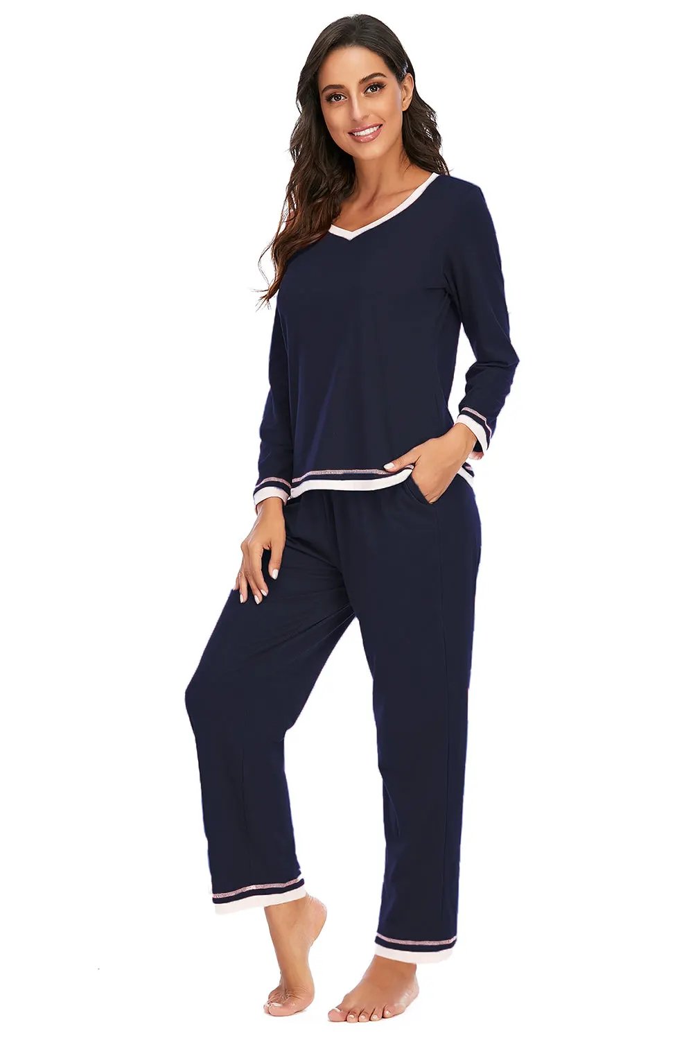 V-Neck Top and Pants Lounge Set by Partner Label