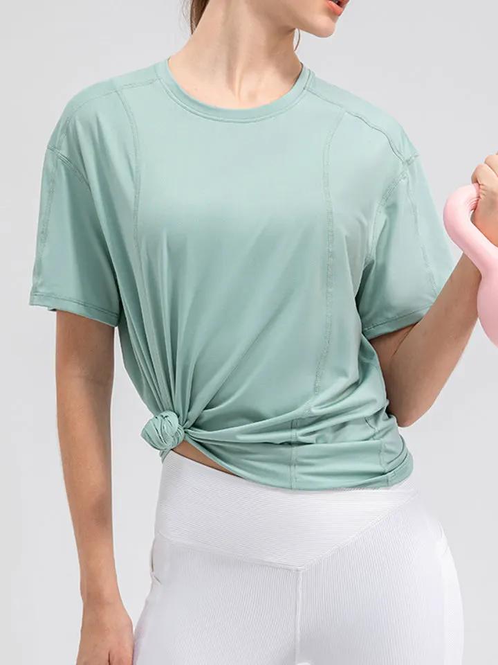 Round Neck Short Sleeve Active Top by Partner Label