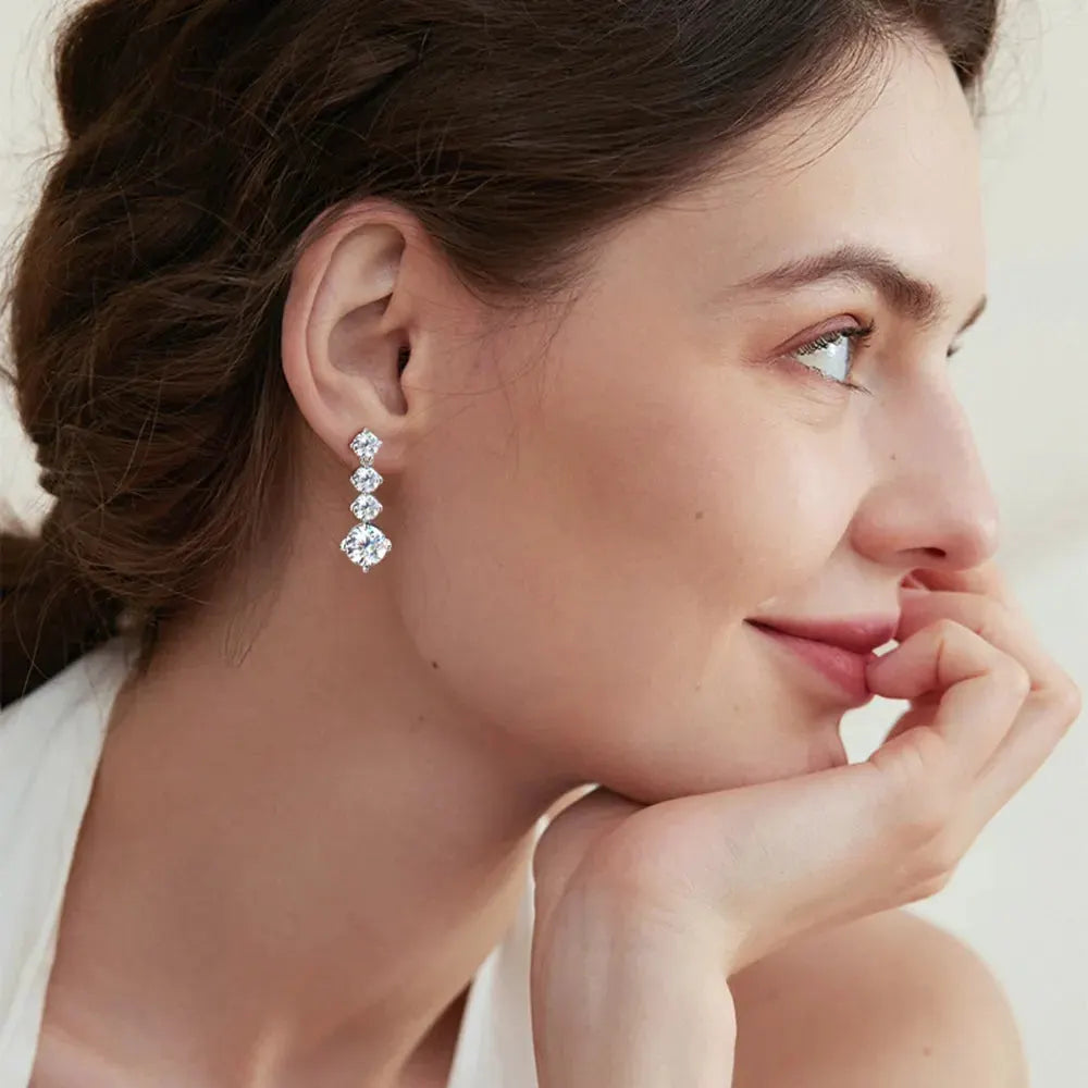 4 Carat Moissanite 925 Sterling Silver Earrings by Partner Label