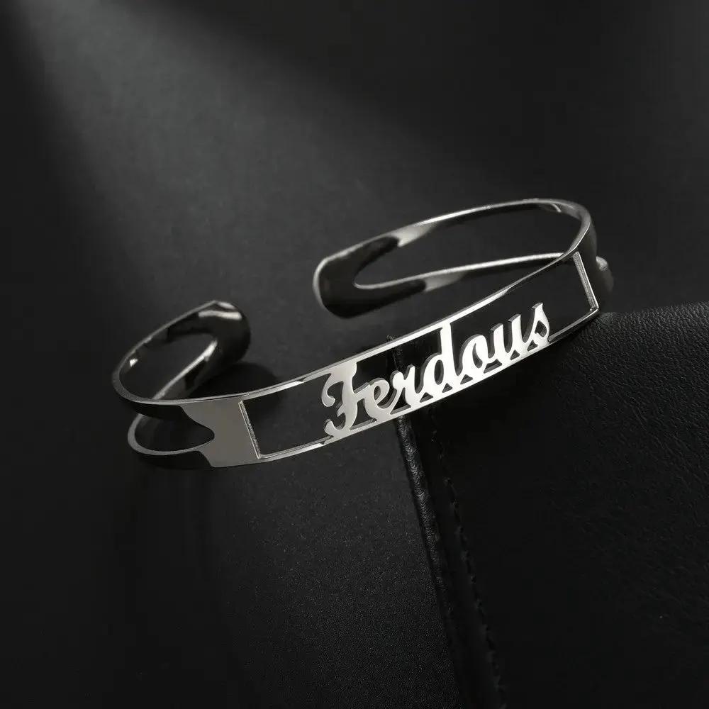 Customized Name Bracelet Personalized Custom Bangles Stainless Steel Jewelry by Maiden-Art