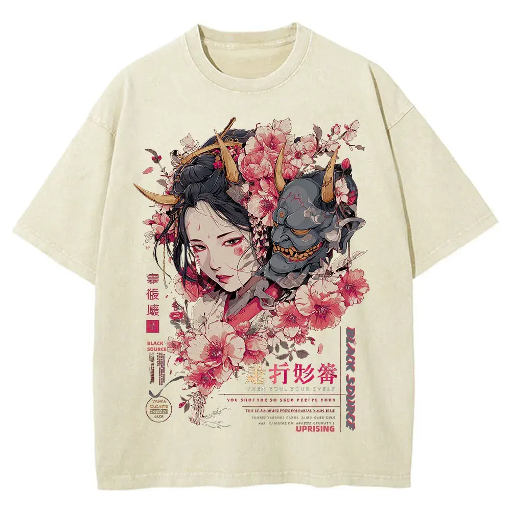 Anime Dragon Floral Graphic T Shirt Unisex Cotton Tee by Vimost Shop