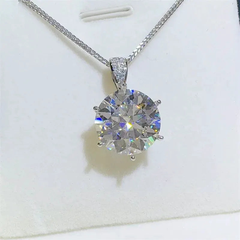10 Carat Moissanite 925 Sterling Silver Pendant Necklace by Partner Labels