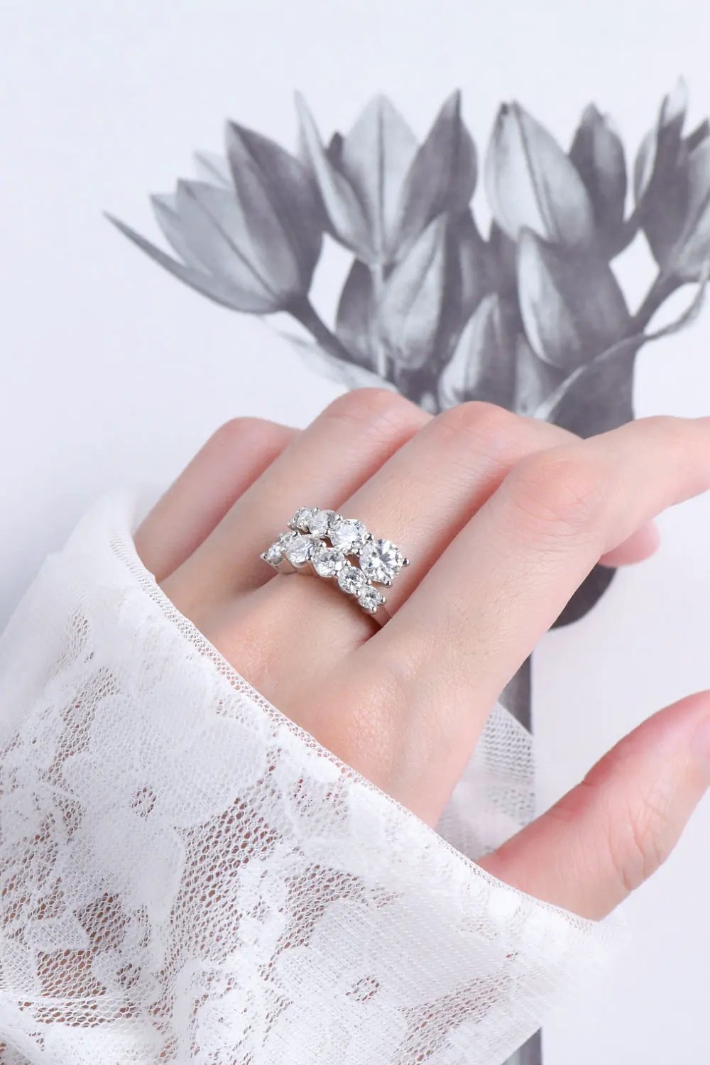 Adored Moissanite 925 Sterling Silver Ring by Partner Label