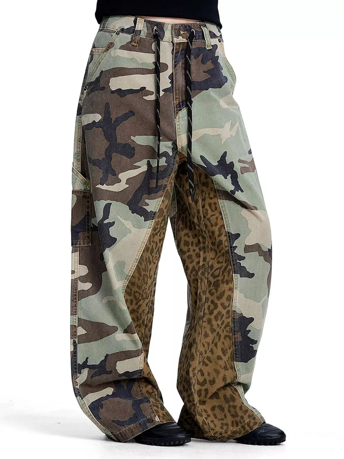 Men's Camouflage Leopard Patchwork Cargo Pants by Partner Label