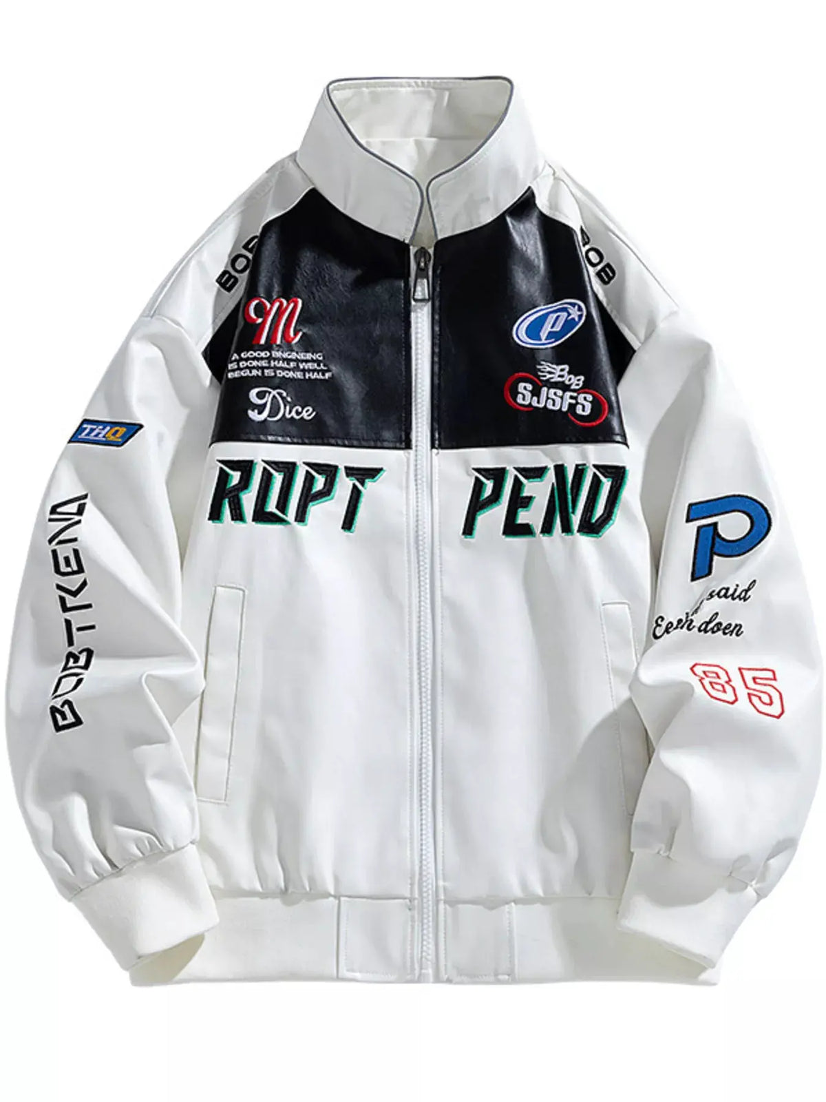 Men's Plus Size Racing-Inspired Zip Up Jacket by Trendsi