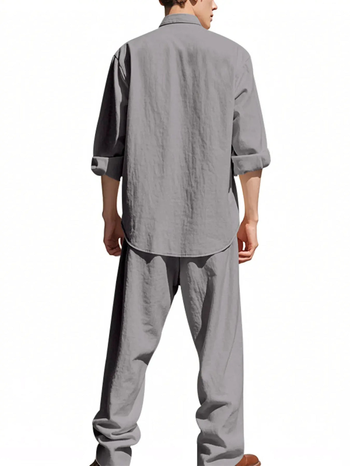 Men's Full Size Button Up Shirt and Pants Set Plus Size by Trendsi