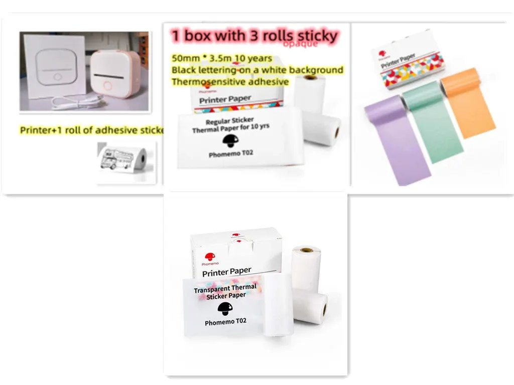 Portable Mini Thermal Label Printer Home Photo Printer Student Wrong Question Printer Bluetooth-compatible Mini Label Printer Price Tag by Maiden-Art