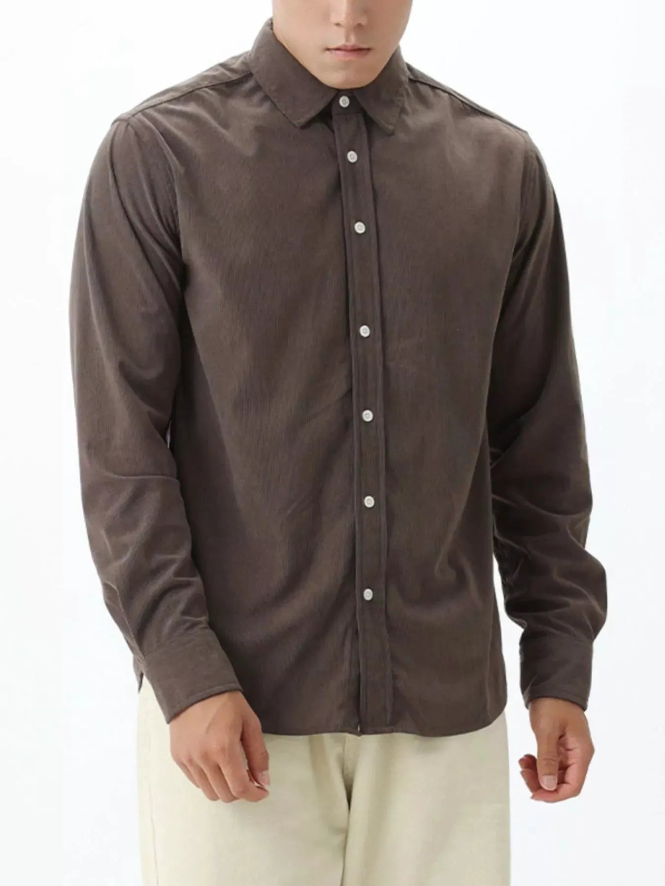 Men's Plus Size Button Up Long Sleeve Shirt by Trendsi